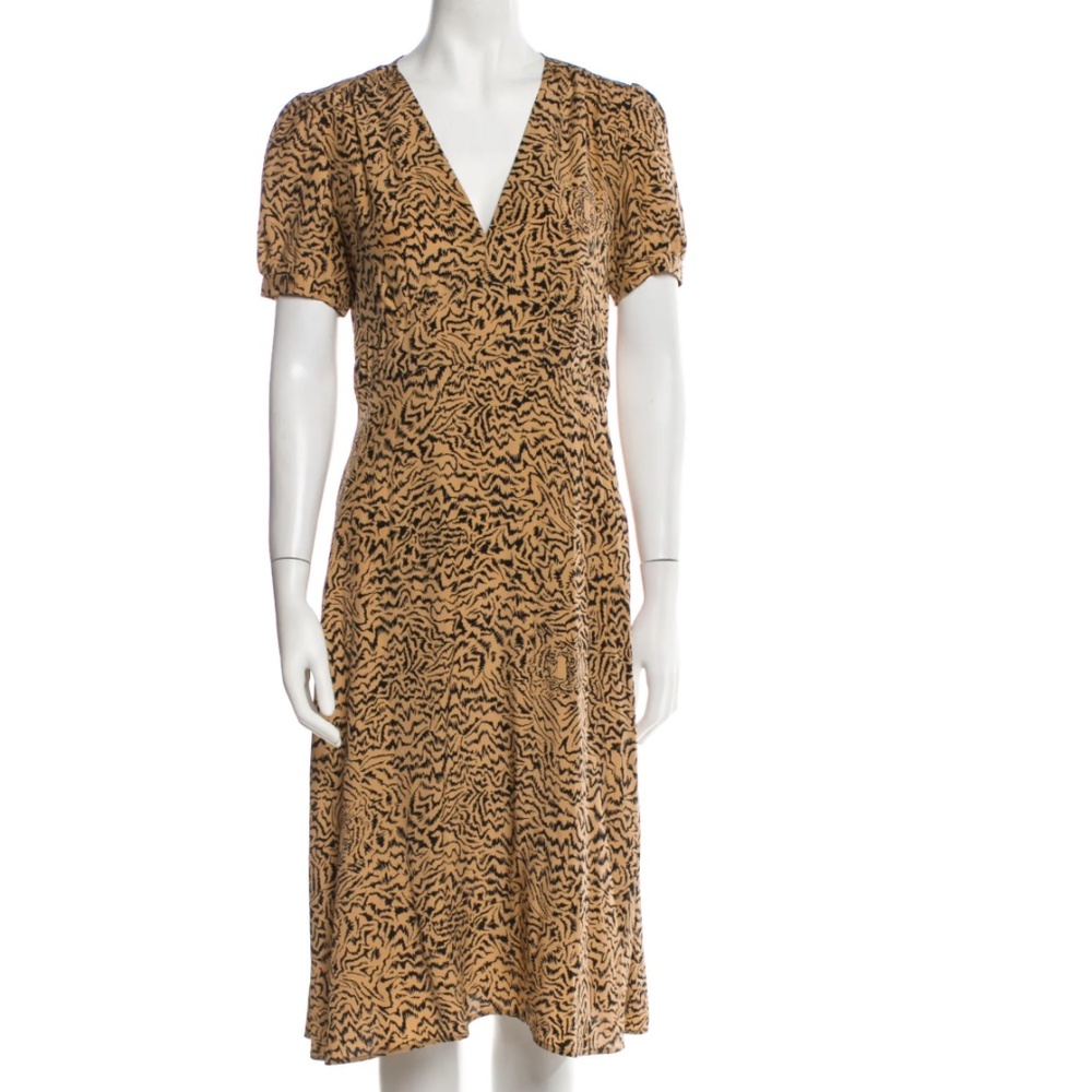 HVN silk leopard midi dress xs/s